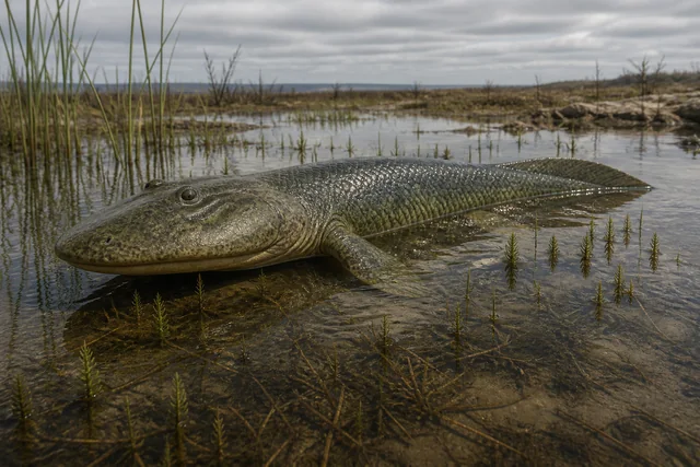 Tiktaalik in a shallow Devonian channel