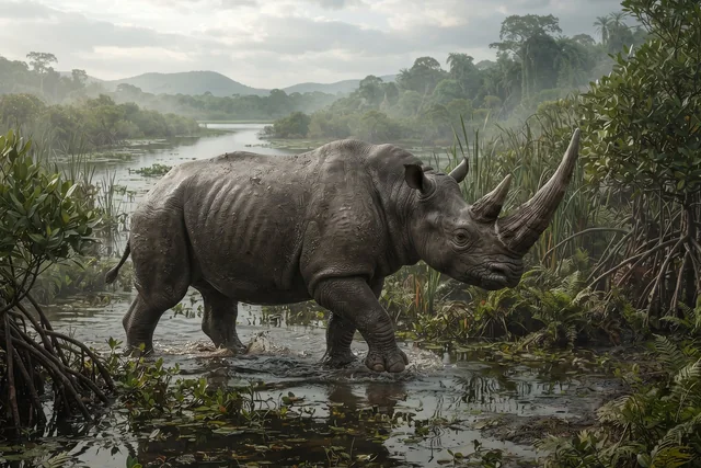 Clean catalogue illustration for Arsinoitherium