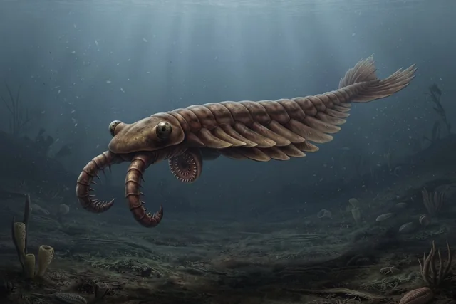 Clean catalogue illustration for Anomalocaris