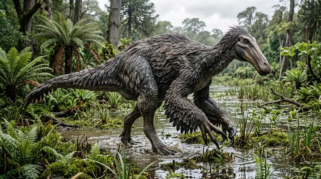Clean catalogue illustration for Deinocheirus