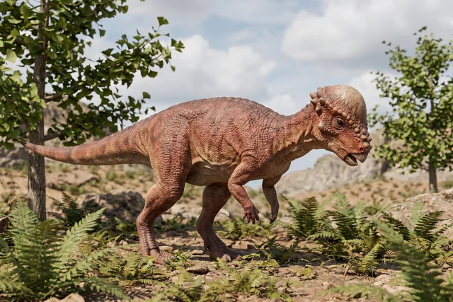Catalogue illustration for Micropachycephalosaurus