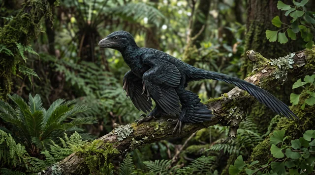 Clean catalogue illustration for Microraptor