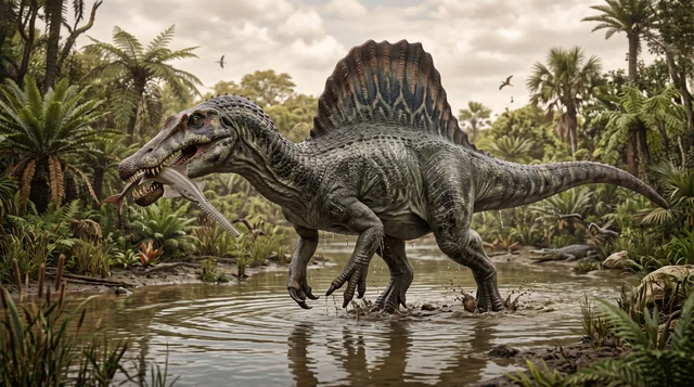 Clean catalogue illustration for Spinosaurus