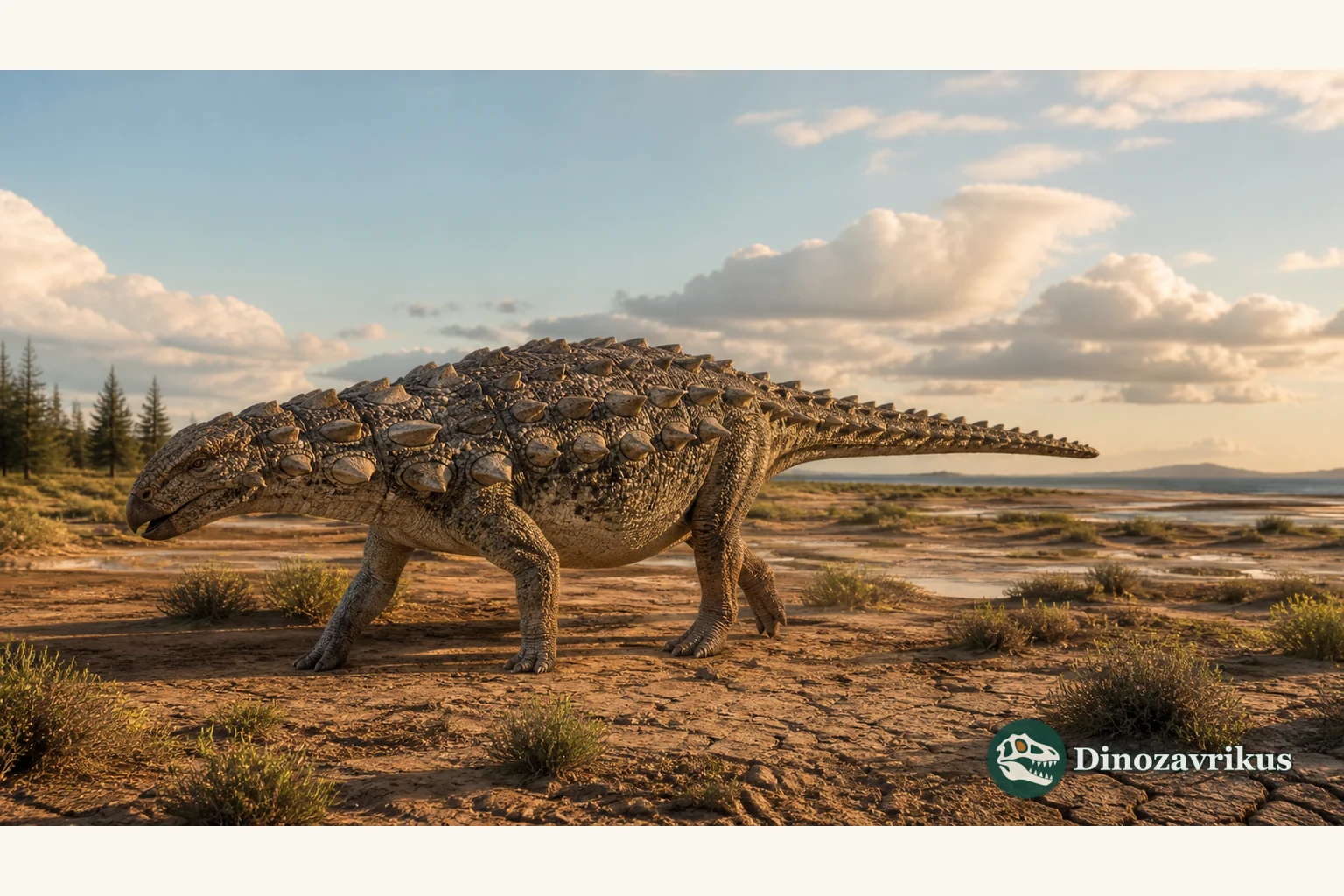 Reconstruction of an armoured Acantholipan in a Coahuila landscape