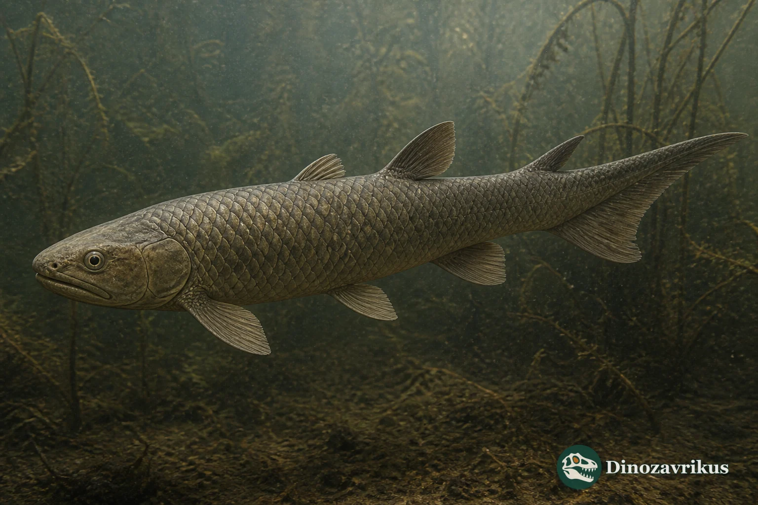 Acrolepis sedgwickii reconstructed in the Late Permian sea