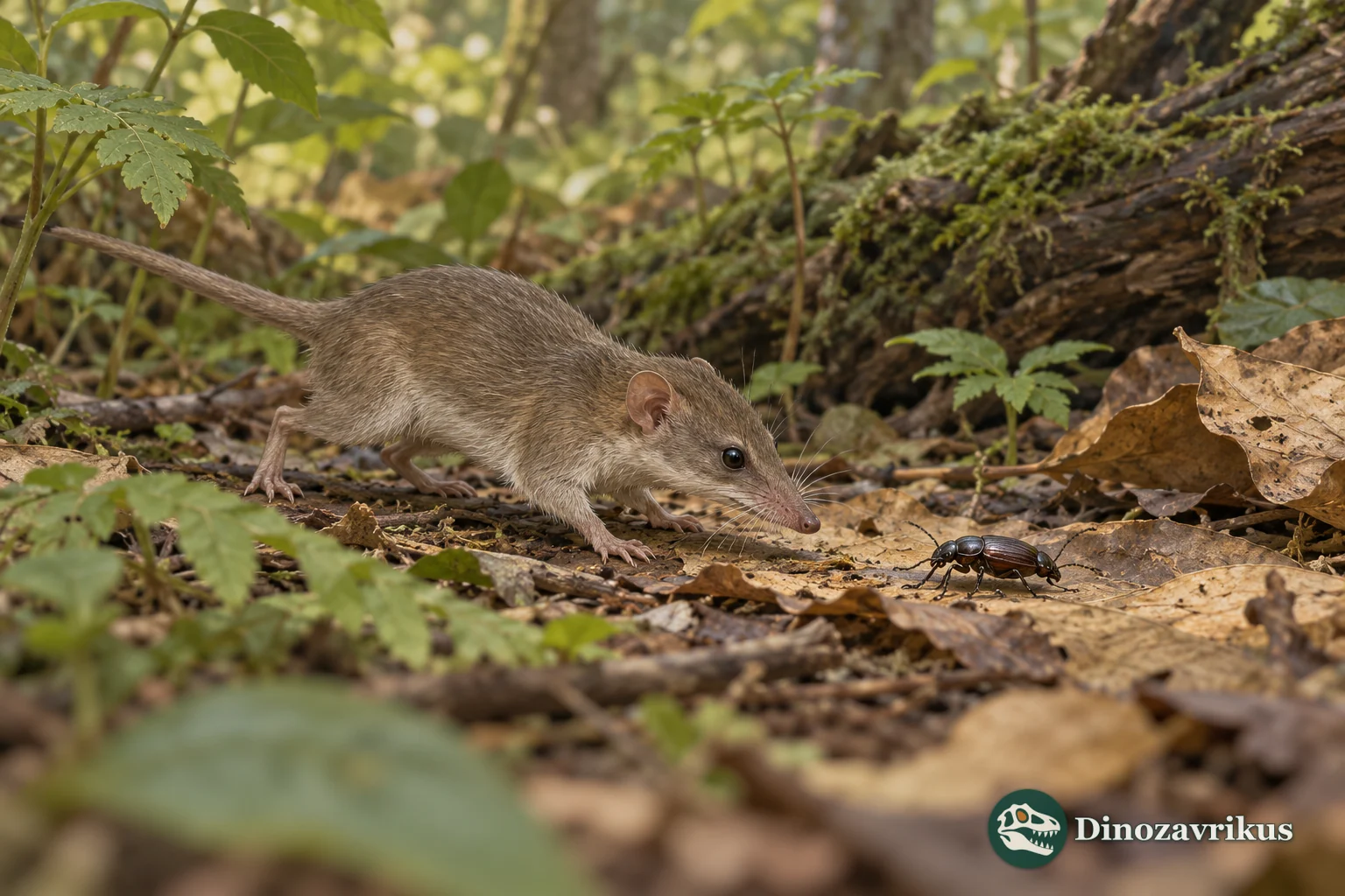 Artistic small mammal reconstruction for a Paleocene woodland-floor scene