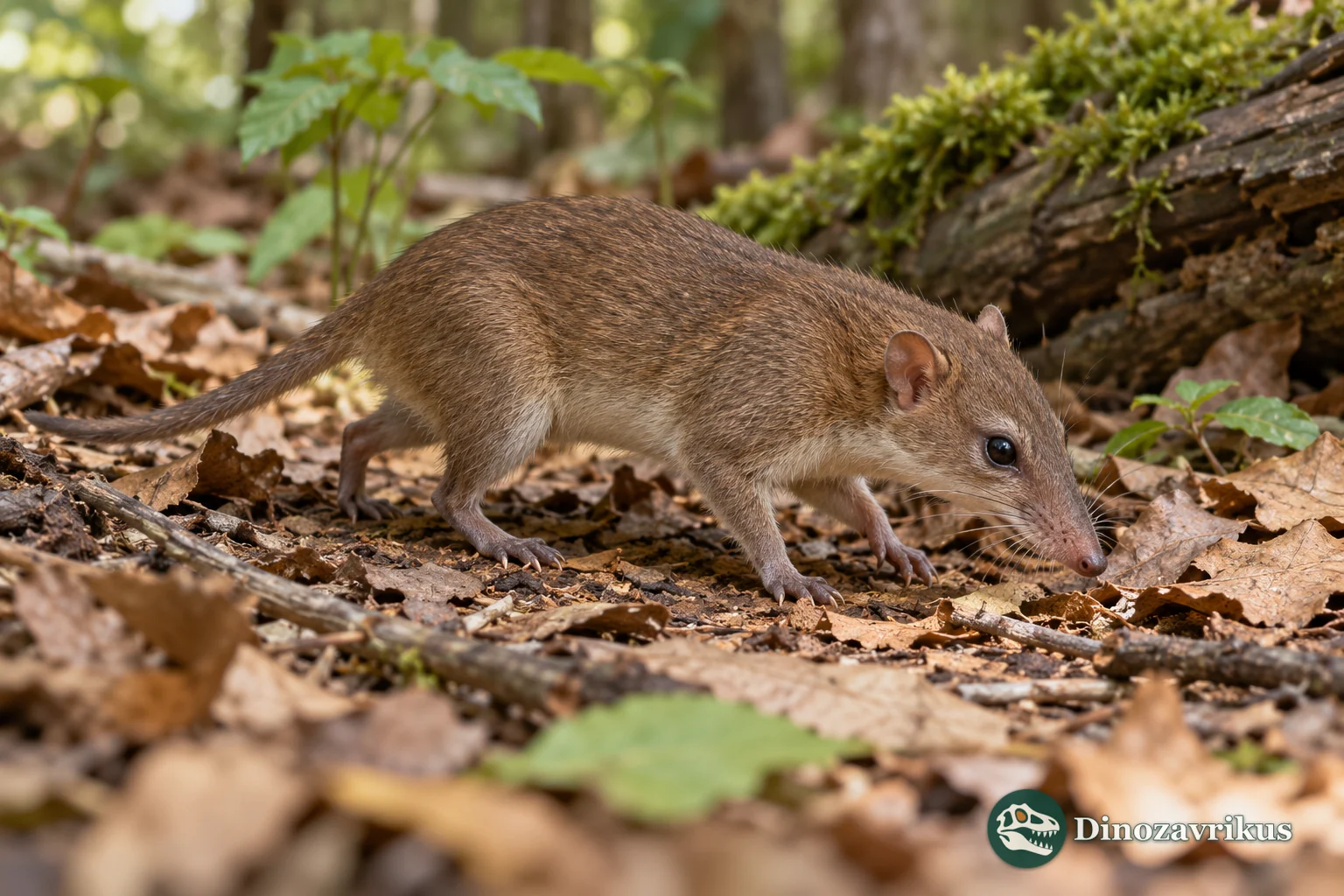 Hypothetical small mammal reconstruction among Paleocene leaf litter; the body form of Adunator is unknown