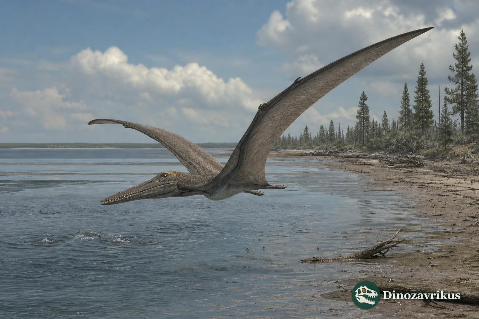 Aetodactylus flying above the Cenomanian coast of Texas