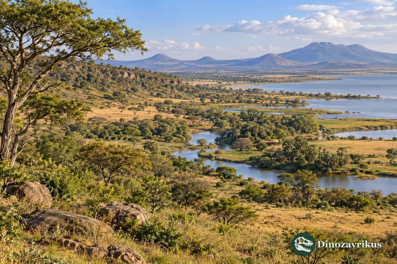 A mosaic of woodland, grassland, river and lake habitats in East Africa