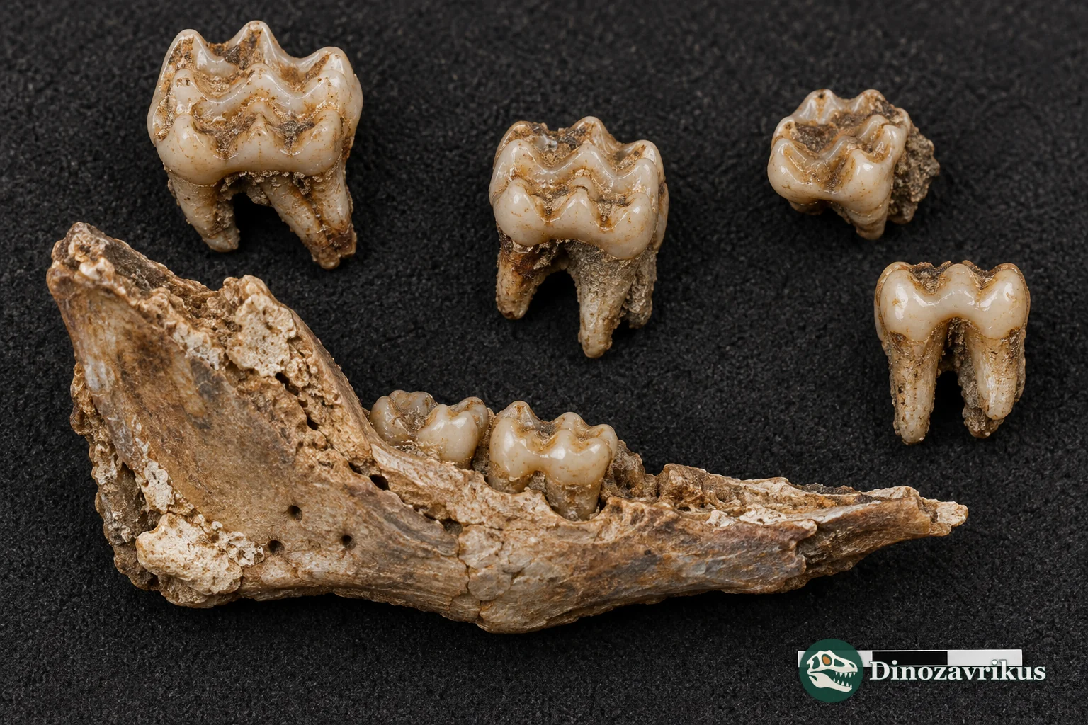 Illustrative fossil molars and fragmentary lower jaw