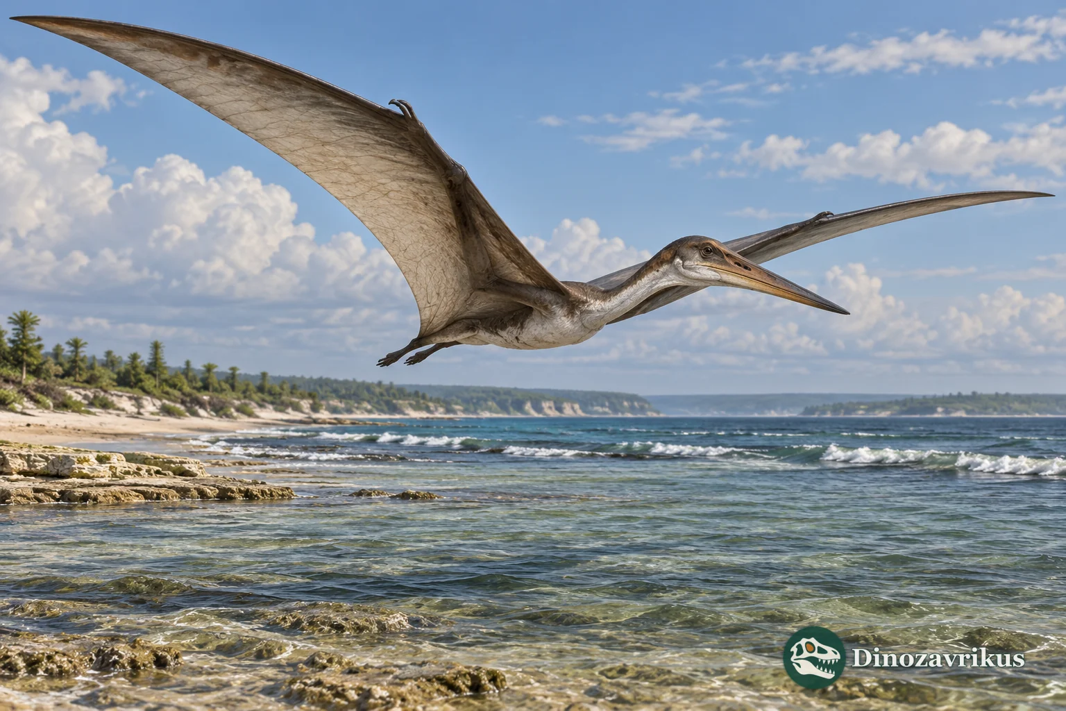 Conservative reconstruction of Alamodactylus gliding above a Cretaceous Texas coast