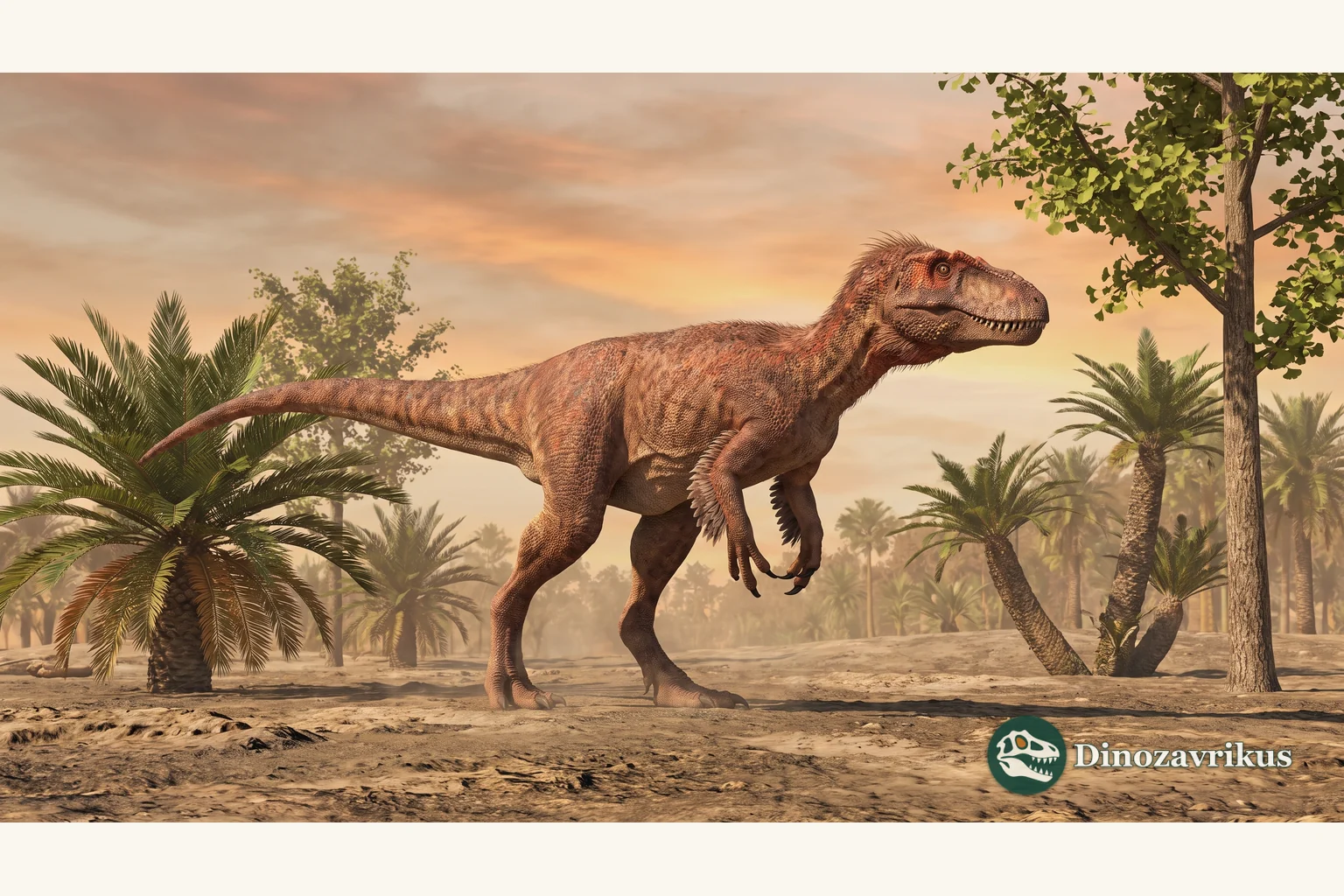 Illustrative reconstruction of Alectrosaurus in a Late Cretaceous landscape