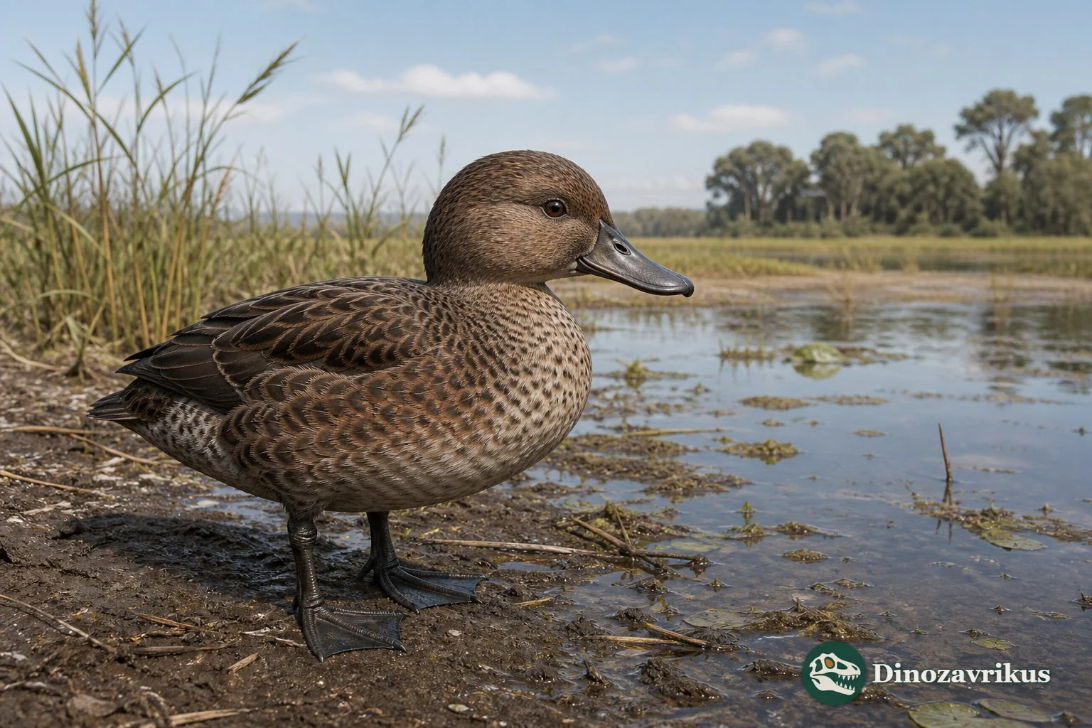 A small extinct waterfowl at a North American wetland