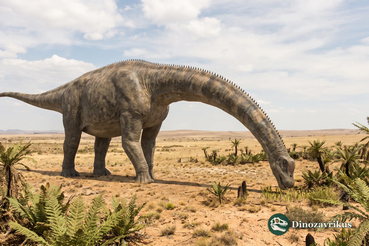 Argentinosaurus in a reconstructed Cretaceous landscape
