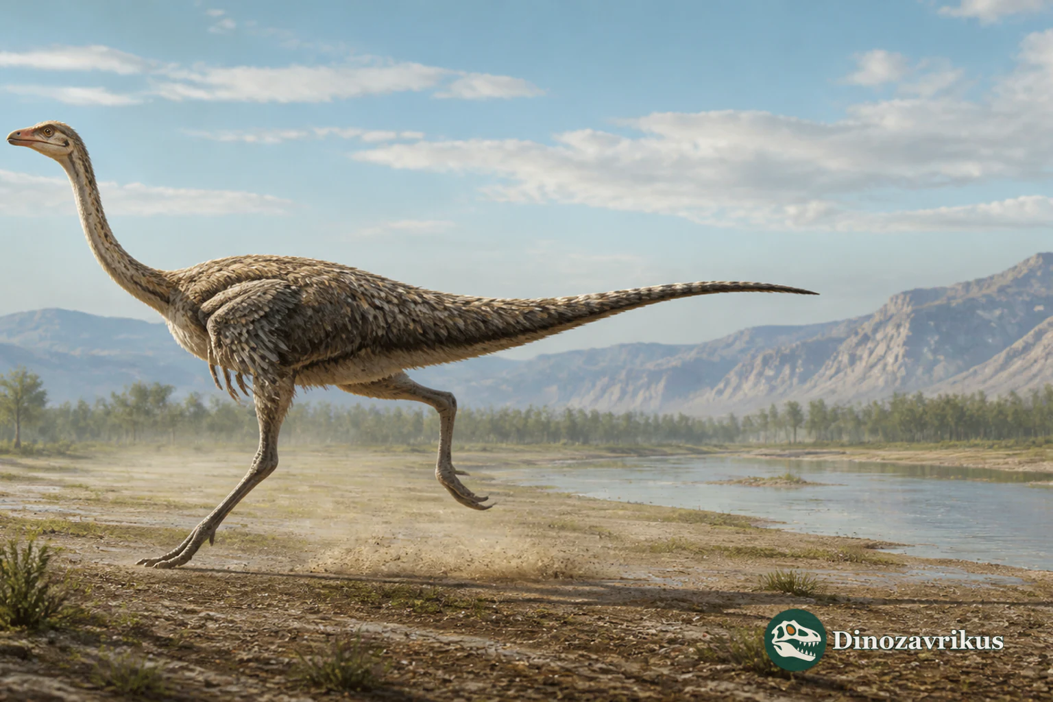 Long-legged Dromiceiomimus running on two legs