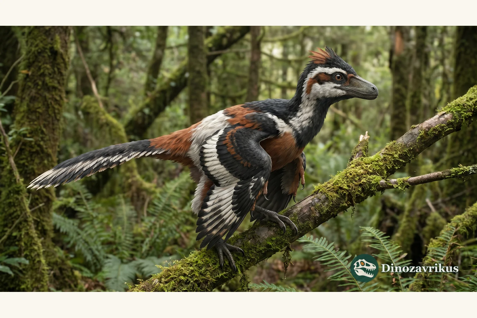 Anchiornis reconstructed perched among Late Jurassic branches in northeastern China