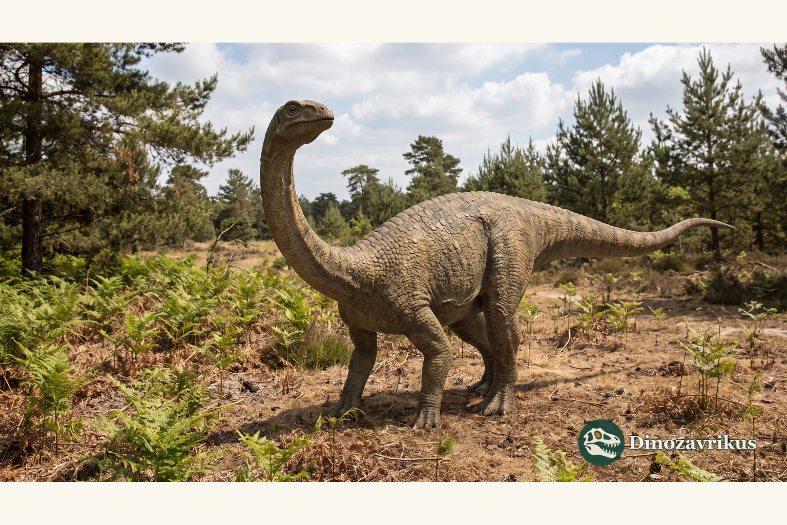 Artistic reconstruction of Anchisaurus in an Early Jurassic rift-basin landscape
