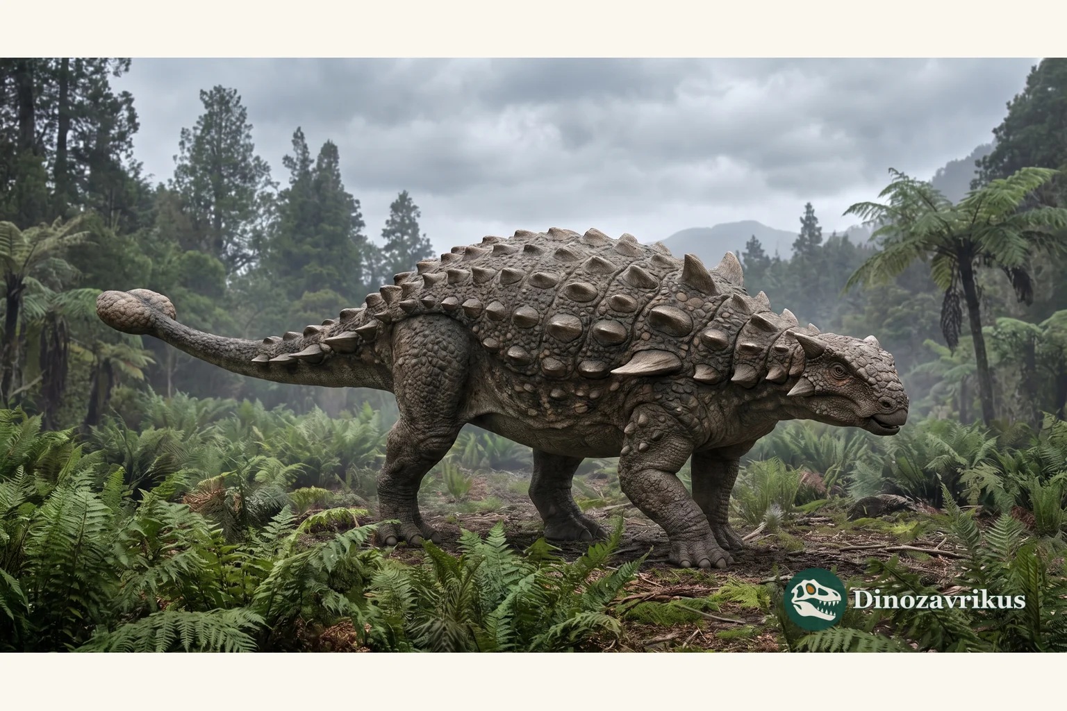 Illustrative reconstruction of Antarctopelta on Late Cretaceous James Ross Island