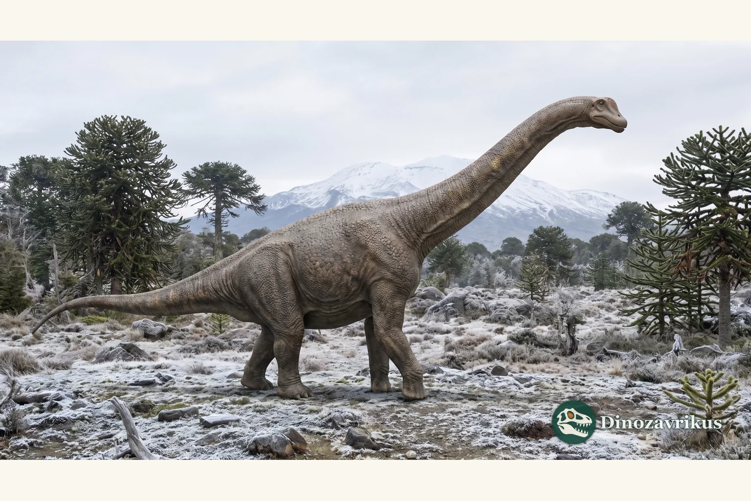 Illustrative reconstruction of Antarctosaurus in a Late Cretaceous Patagonian landscape