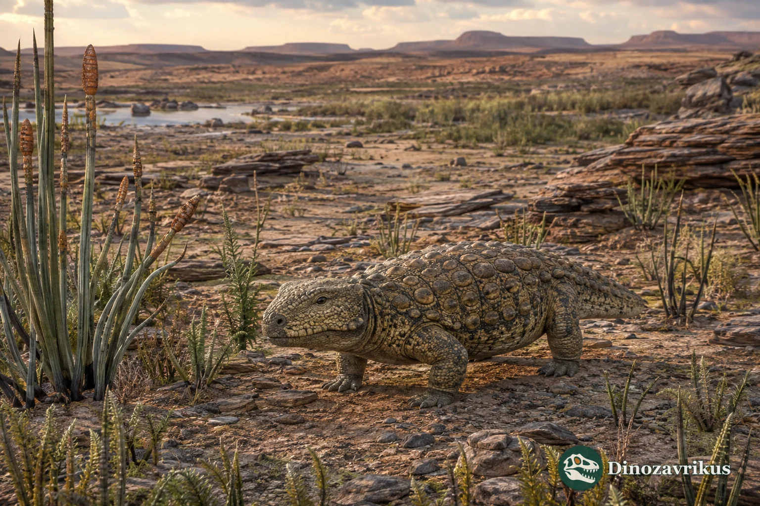 Anthodon reconstructed as a compact armoured herbivore on the Late Permian Karoo plain