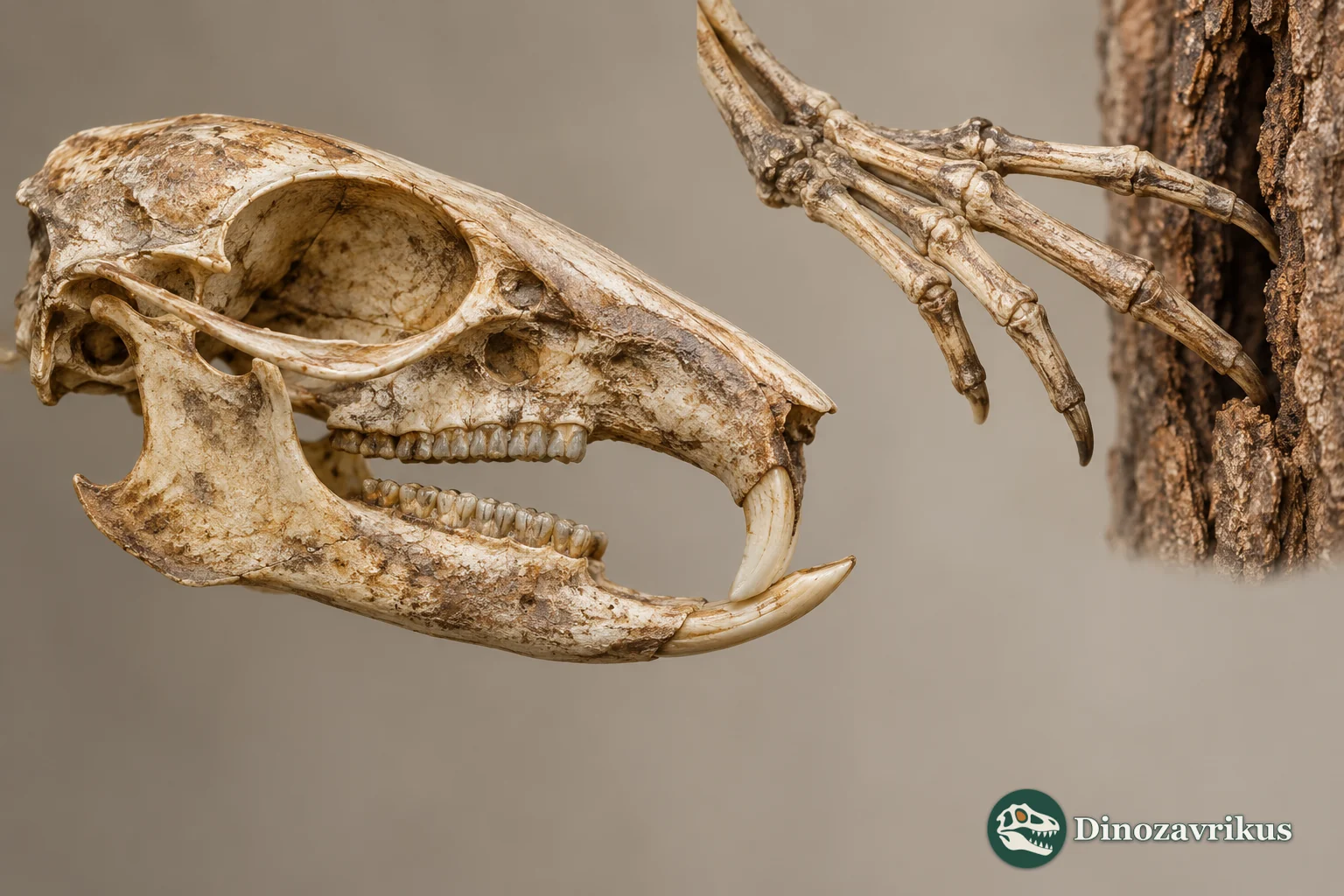 Illustrative comparison of a small apatemyid skull, incisors and hand