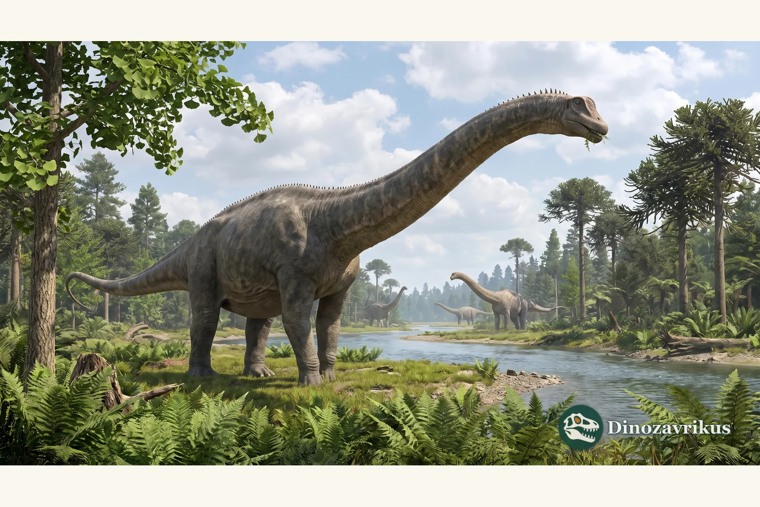 Apatosaurus reconstructed in a Late Jurassic floodplain