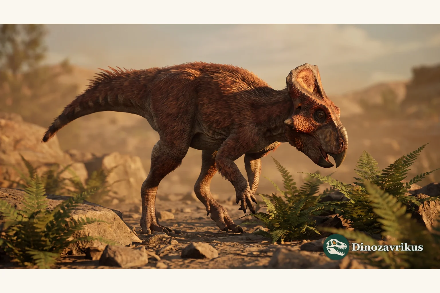 Archaeoceratops reconstructed in an Early Cretaceous landscape of northwestern China