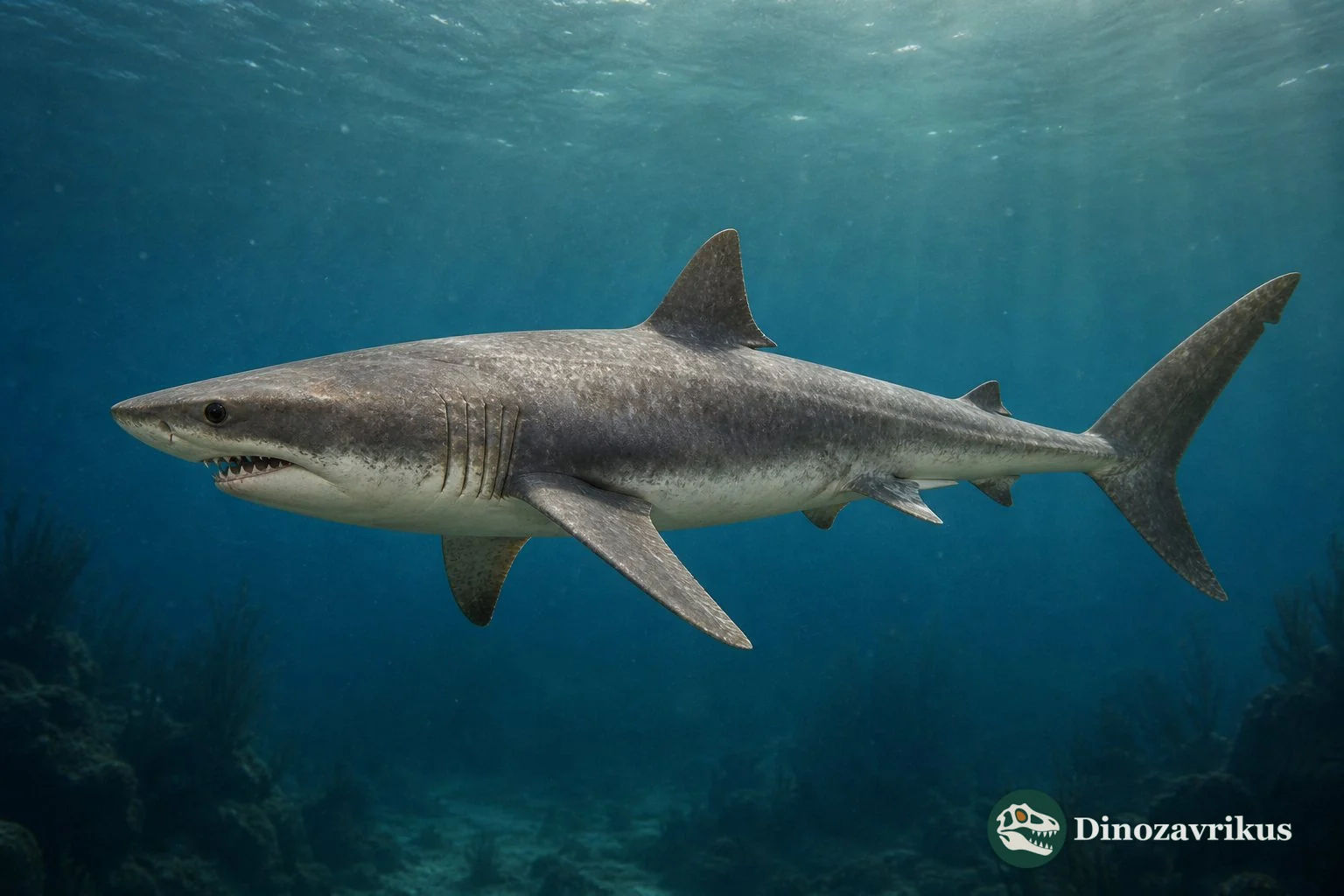 Archaeolamna kopingensis swimming in the Late Cretaceous sea