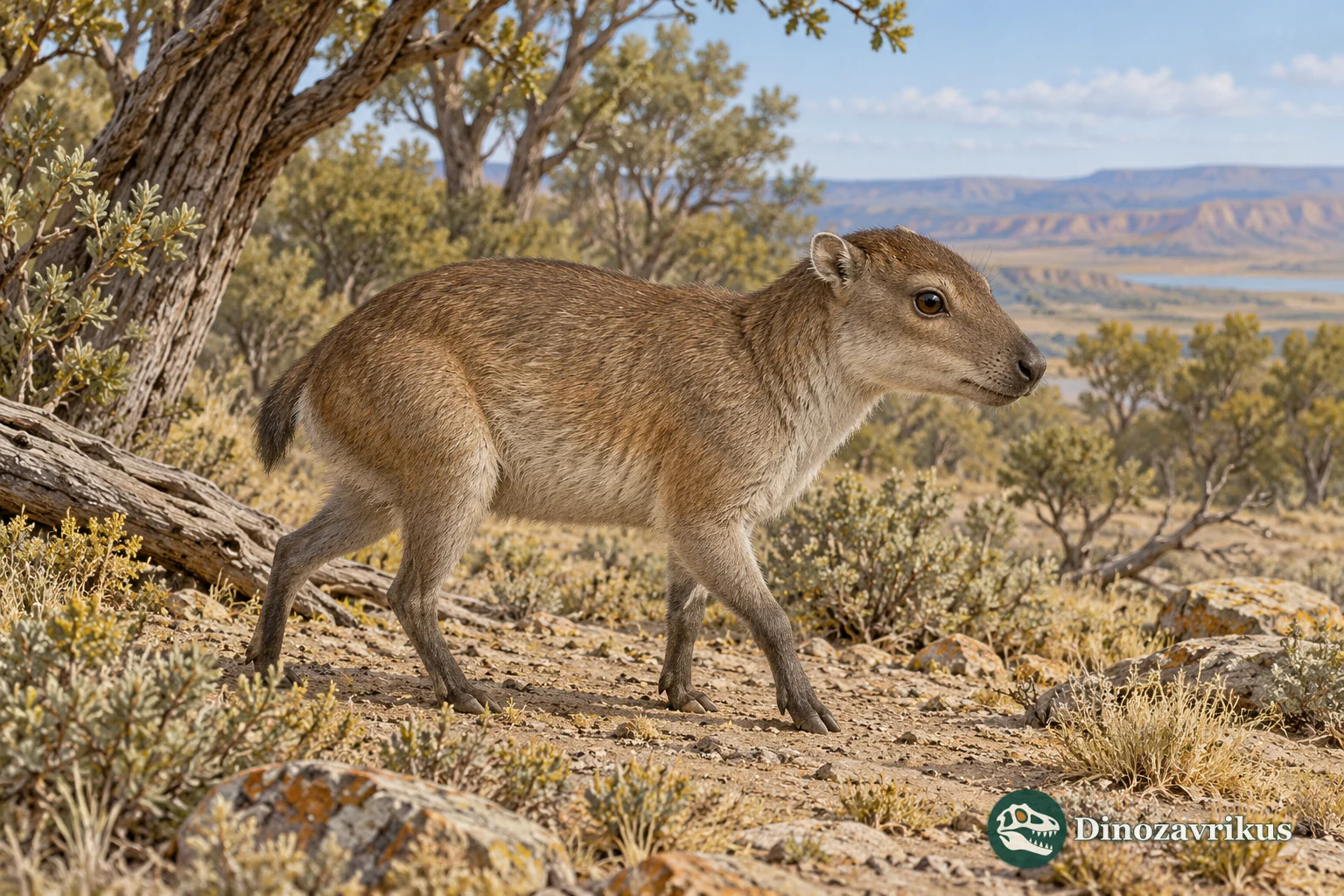 Cautious artistic reconstruction of a small Archaeopithecus in middle-Eocene Patagonia