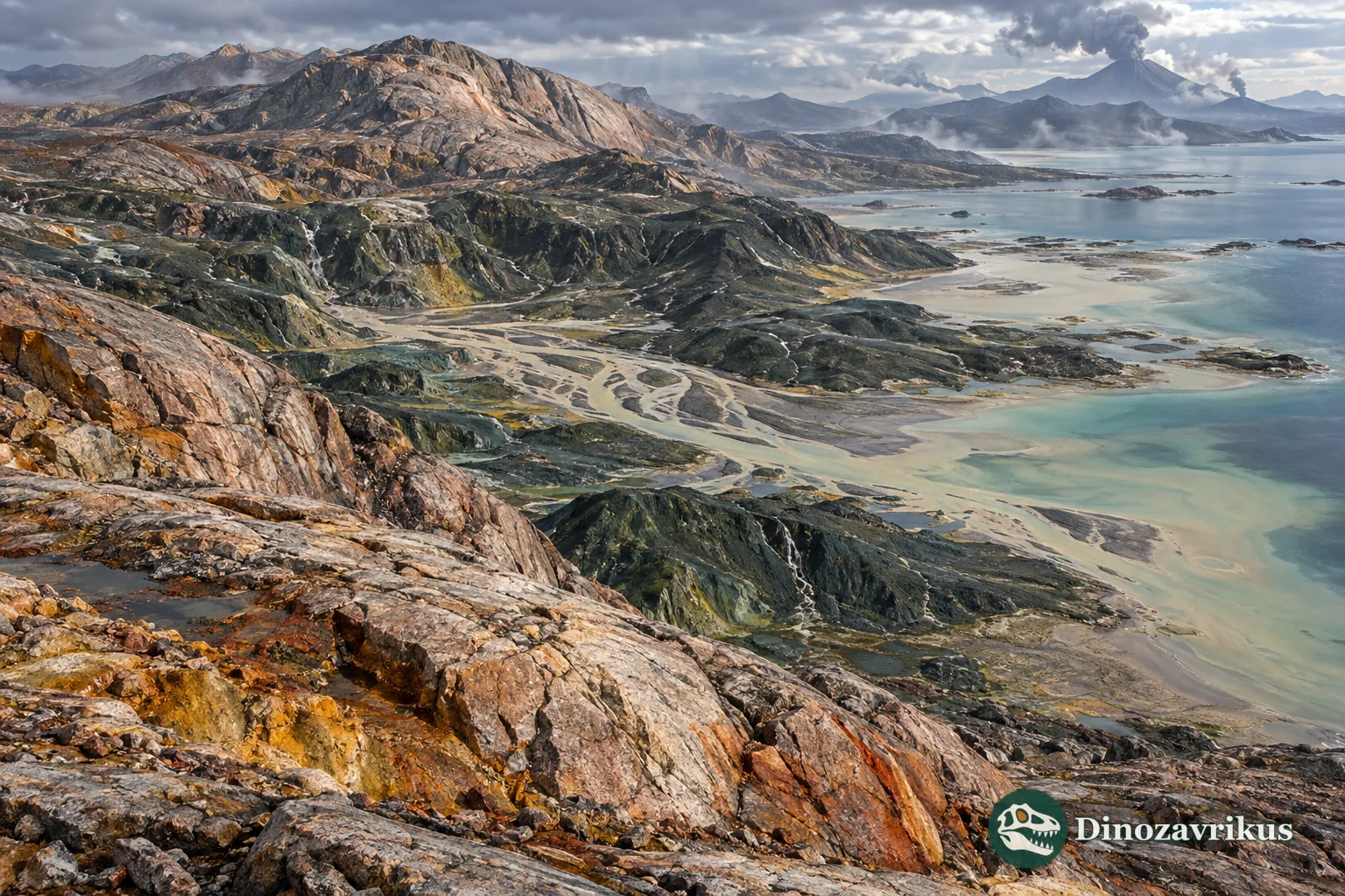 Late Archean exposed crust with rivers carrying sediment towards the sea