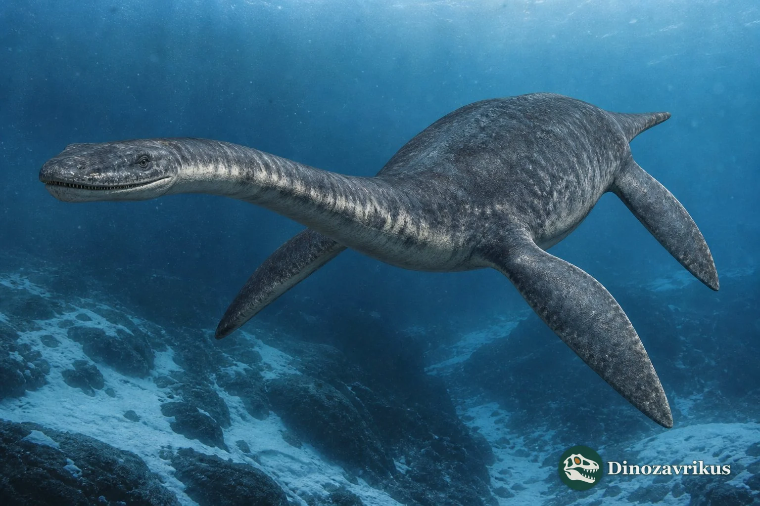Aristonectes reconstructed above the Late Cretaceous seabed of the southern hemisphere