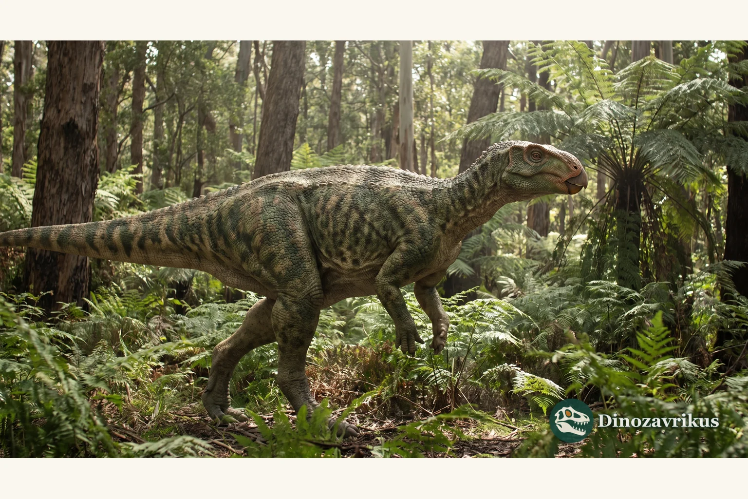 Illustrative reconstruction of a small ornithopod in an Early Cretaceous forest of southeastern Australia