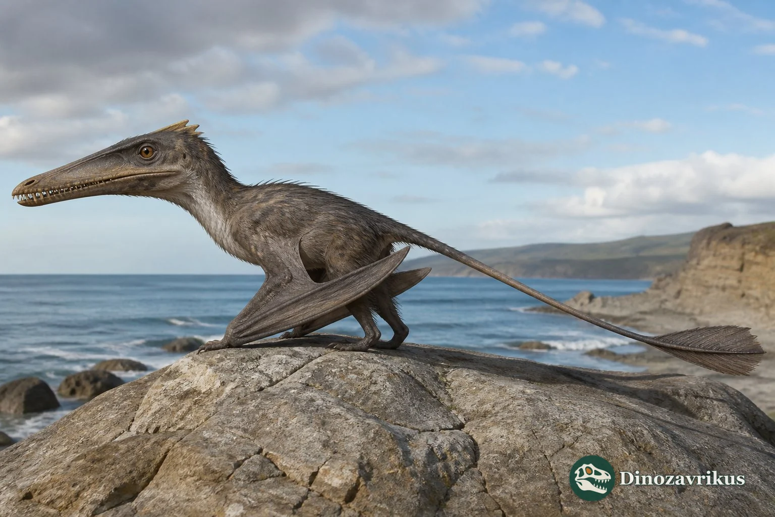 Austriadactylus beside a Triassic lake in the Alps