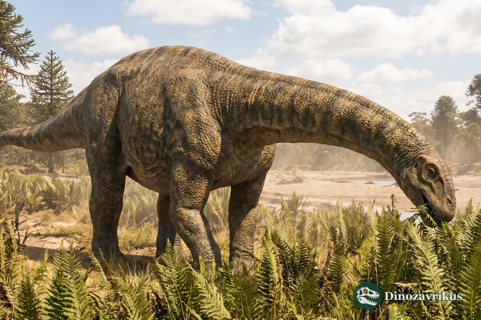 Reconstruction of Austrosaurus on an Early Cretaceous Australian coastal plain