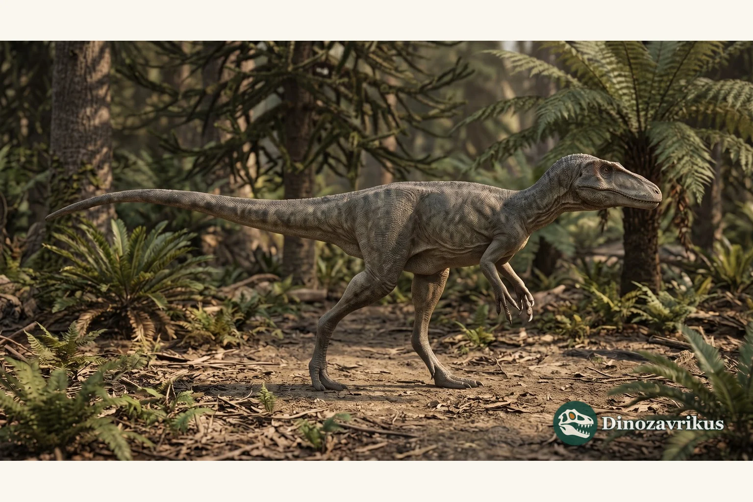 Aviatyrannis reconstructed as a small theropod in a Late Jurassic forest