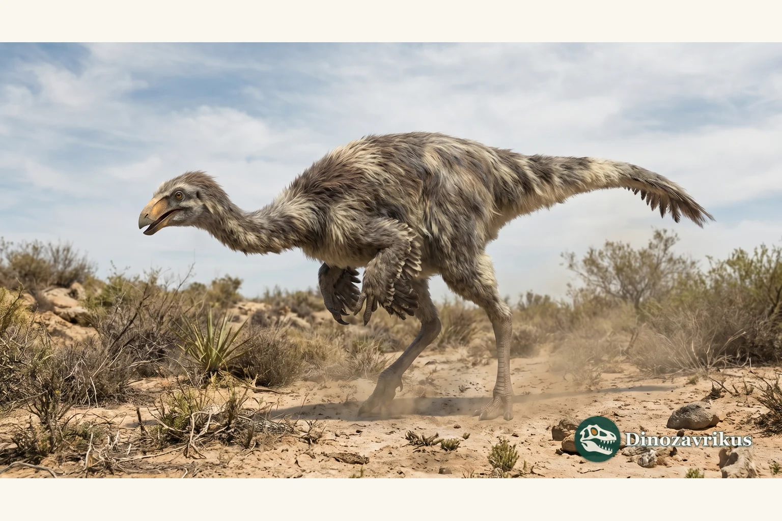 Avimimus reconstructed in a Late Cretaceous landscape