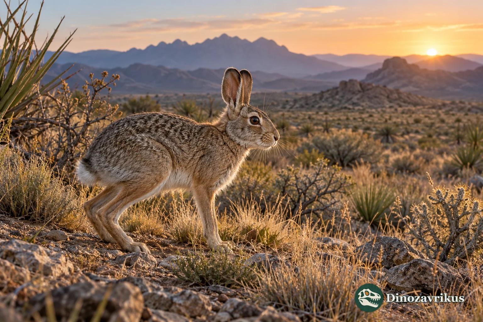 Artistic reconstruction of a small fossil hare in southwestern North America