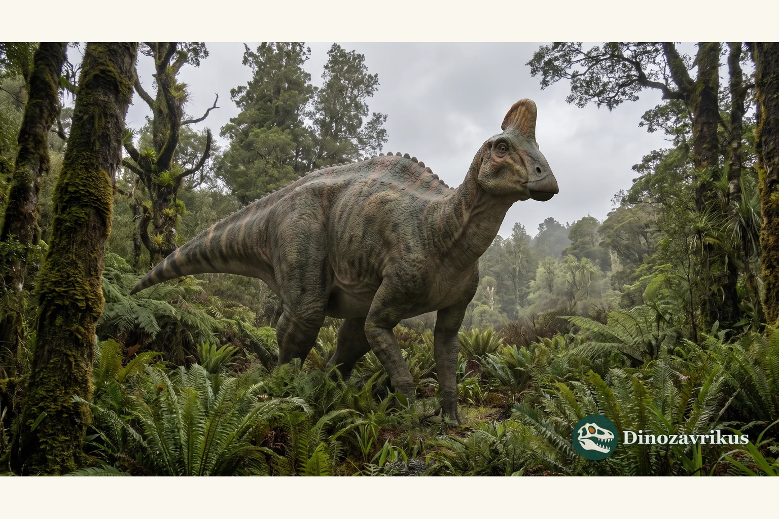 Bactrosaurus reconstructed on a river floodplain in Late Cretaceous Inner Mongolia