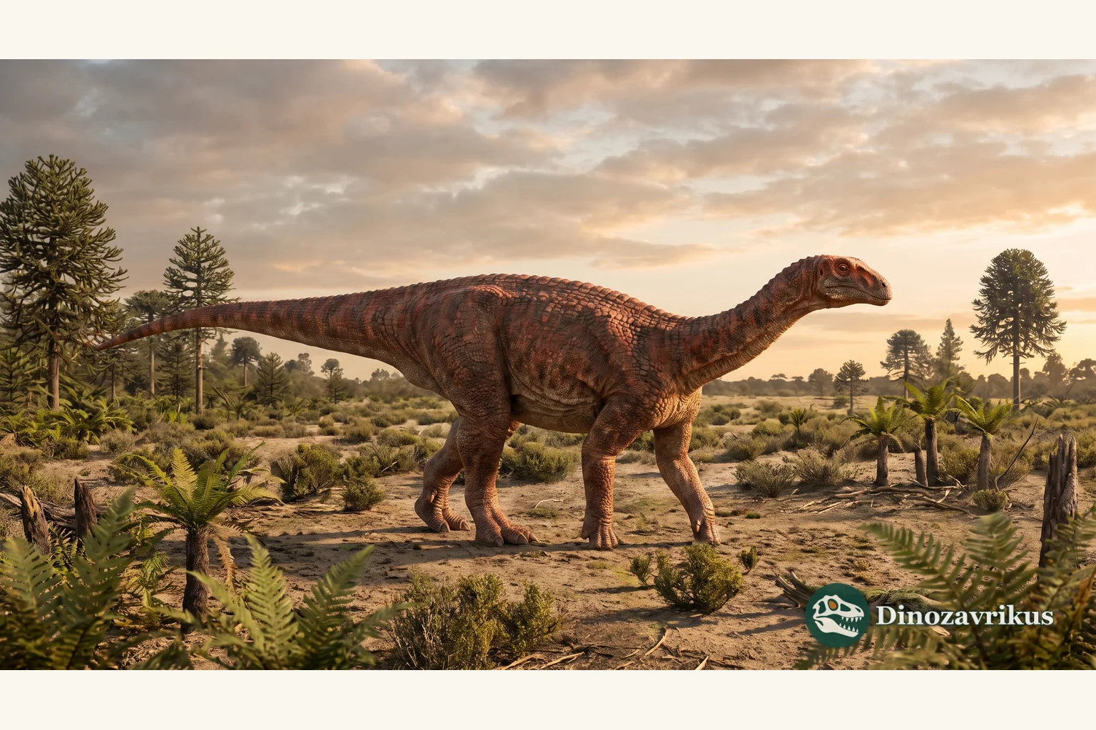 Illustrative reconstruction of Bagualosaurus in a Late Triassic Brazilian landscape