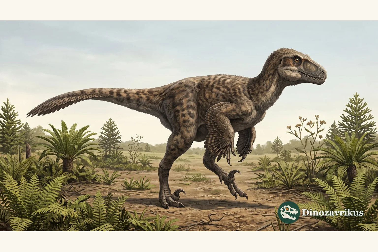 Feathered reconstruction of Balaur in Late Cretaceous Romania