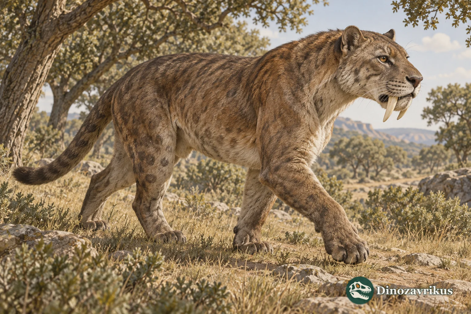 Illustrative Miocene reconstruction of a robust barbourofeline carnivoran