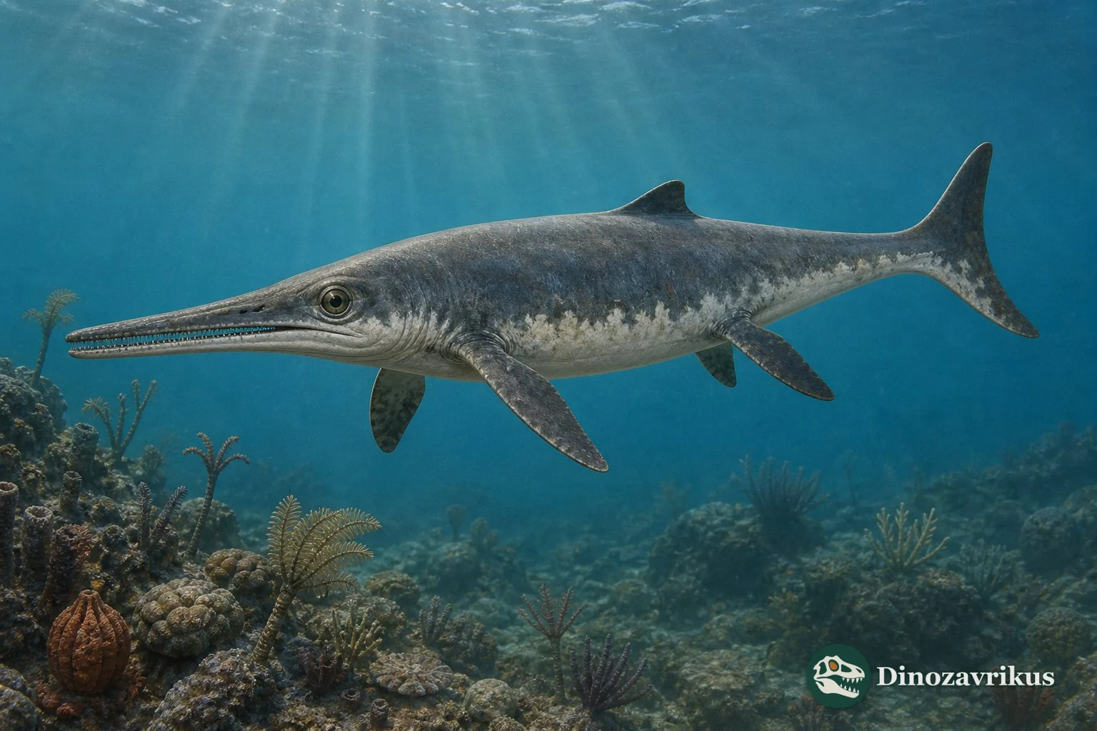 Barracudasauroides panxianensis moving through the Middle Triassic sea of South China