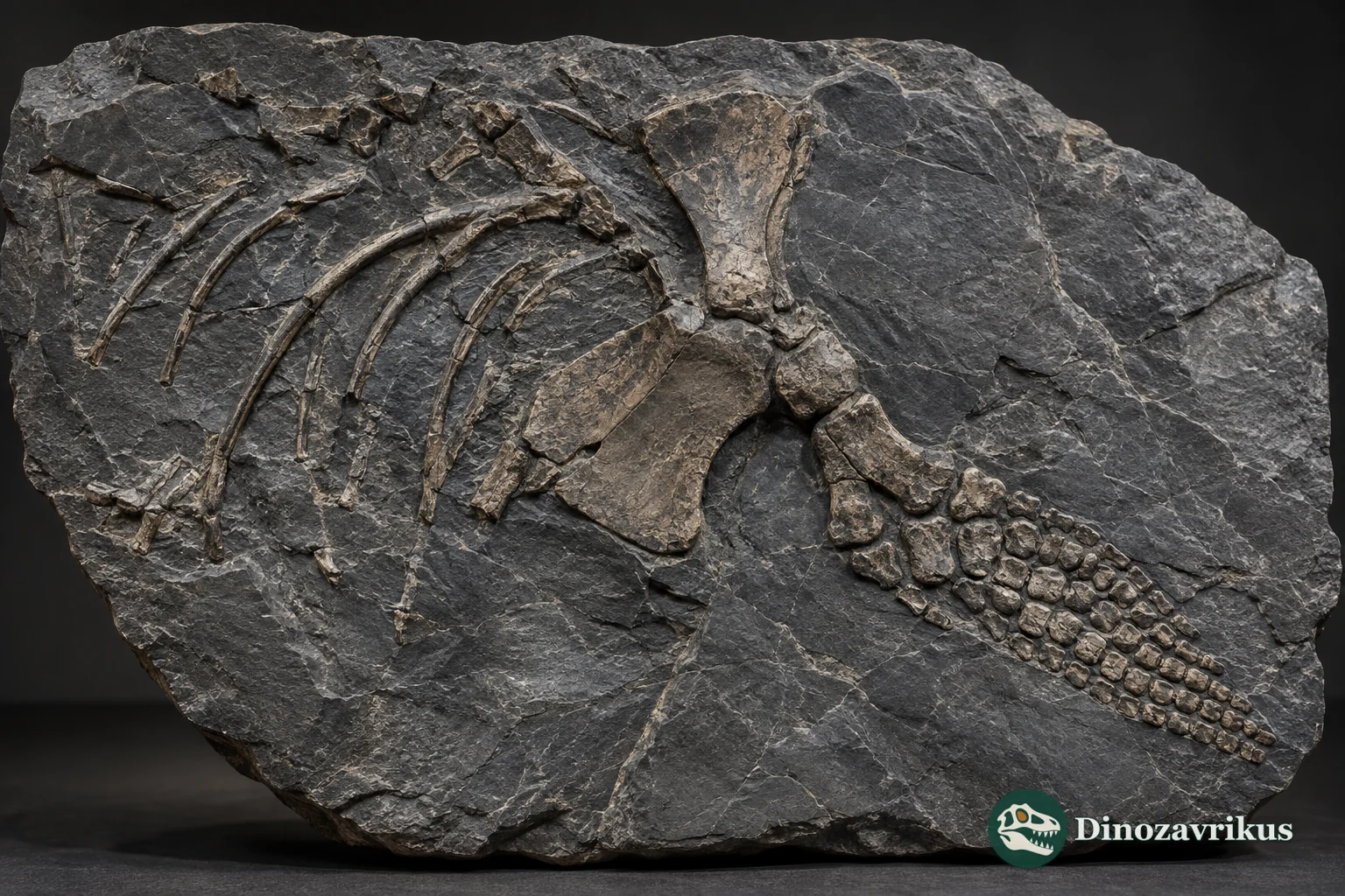 Educational composite of fragmentary mixosaurid fossil bones