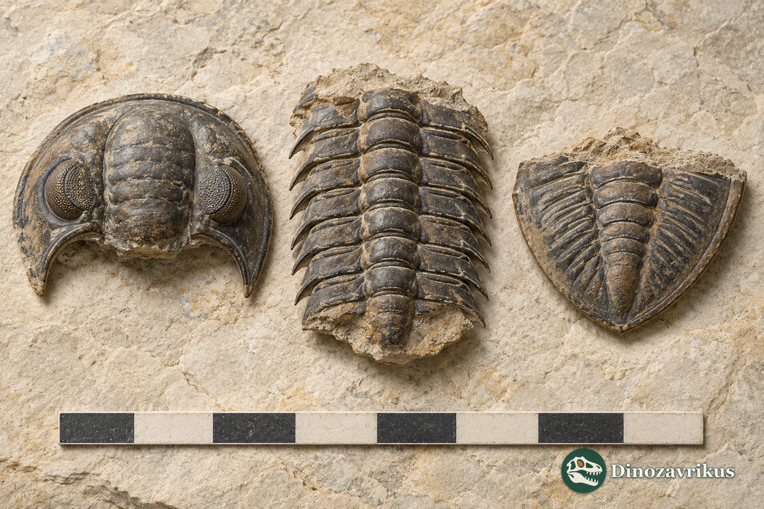 Interpretive museum-style study of Bathyurus cranidia and pygidia