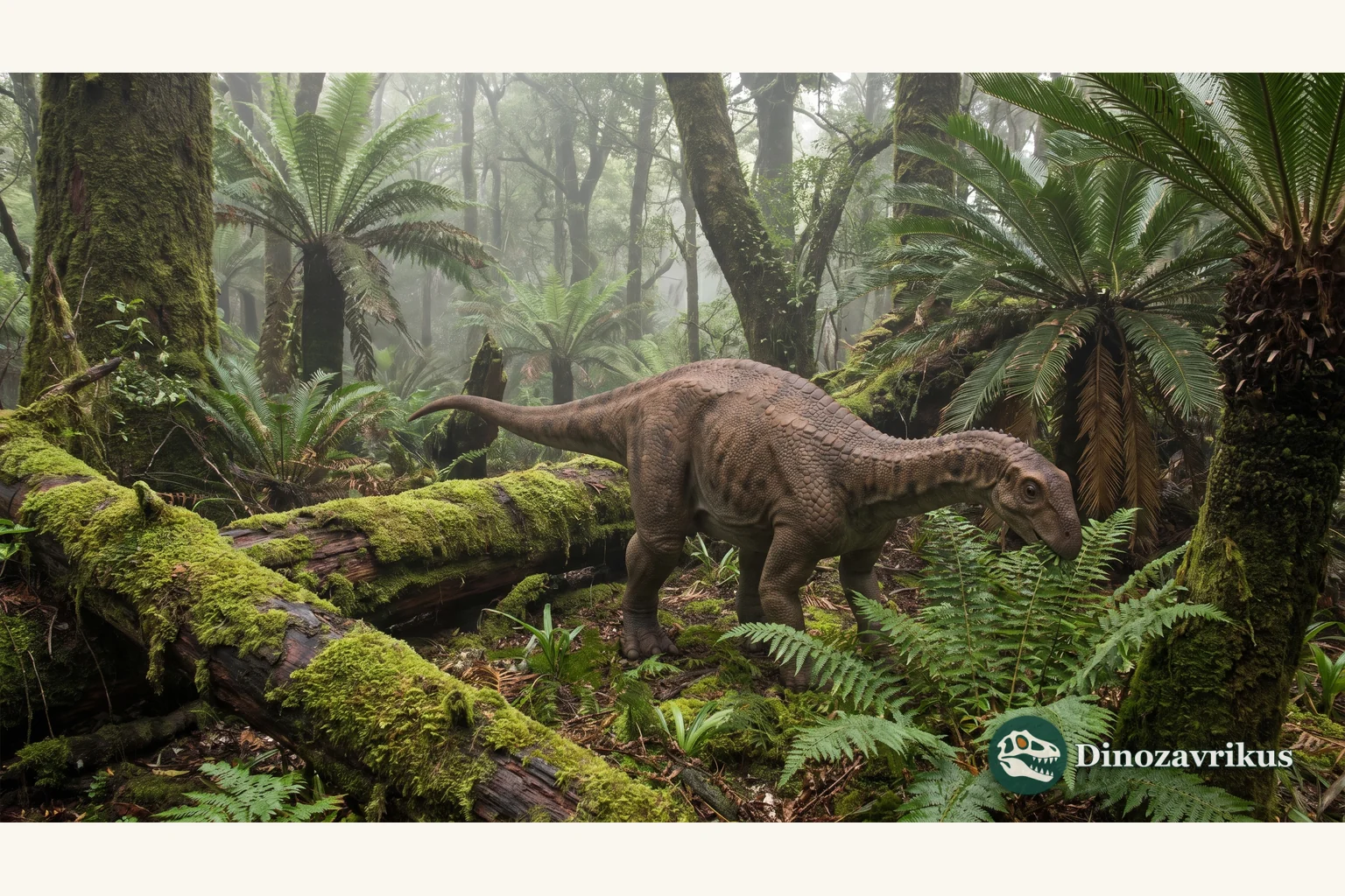 Illustrative reconstruction of juvenile Bellusaurus in a Jurassic woodland