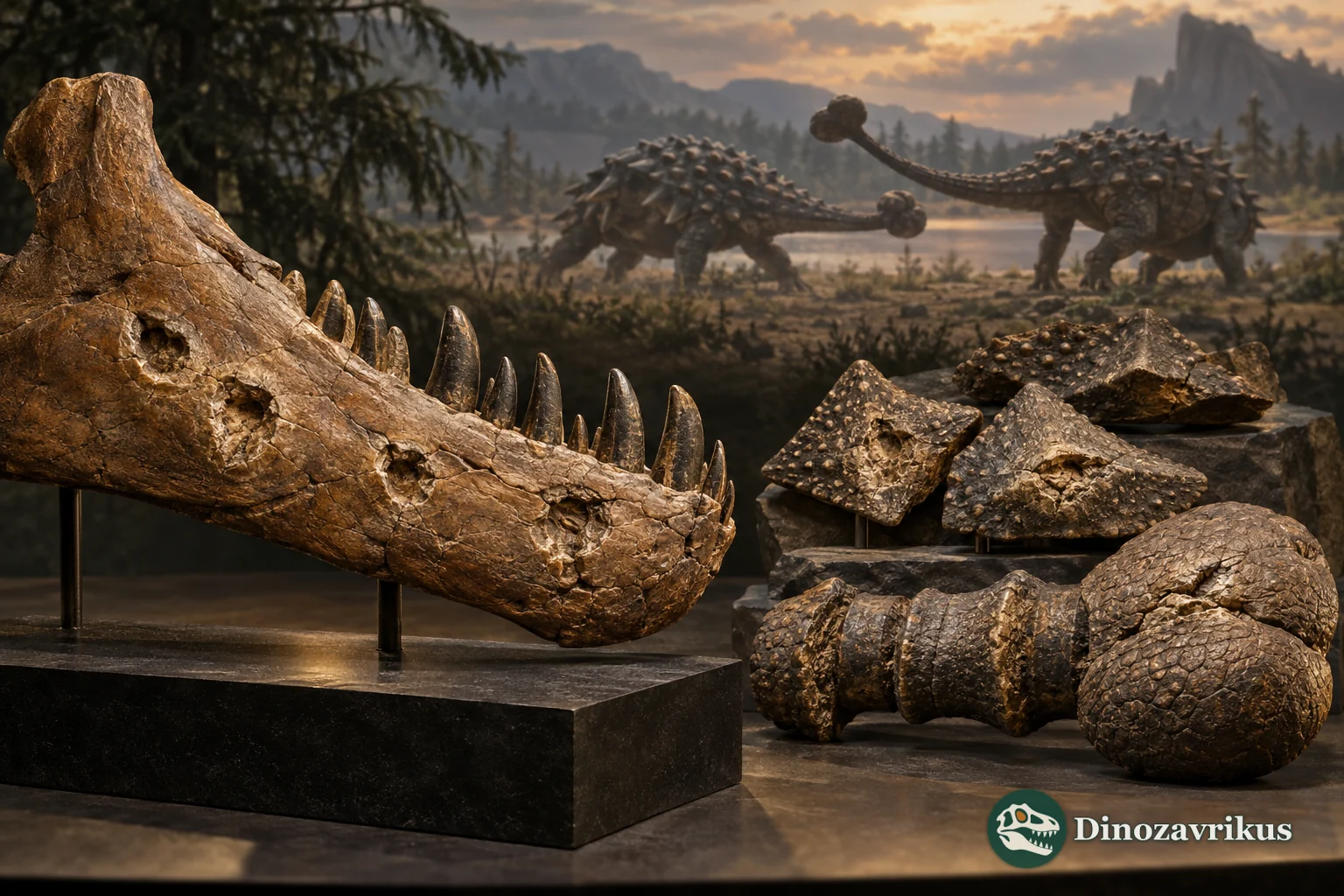 Healed tyrannosaur jaw bites and damaged ankylosaur armour