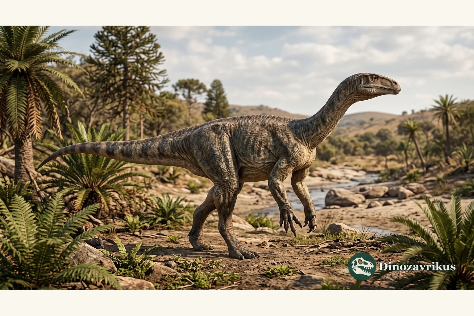 Illustrative Blikanasaurus in a Late Triassic landscape of southern Africa
