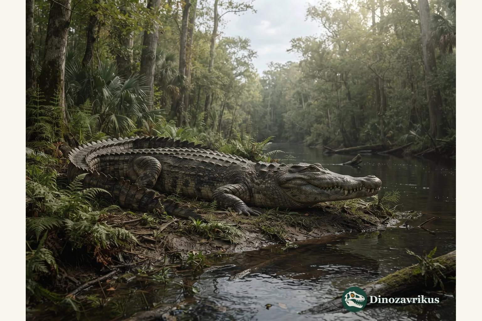 Borealosuchus at a Paleocene river in North America