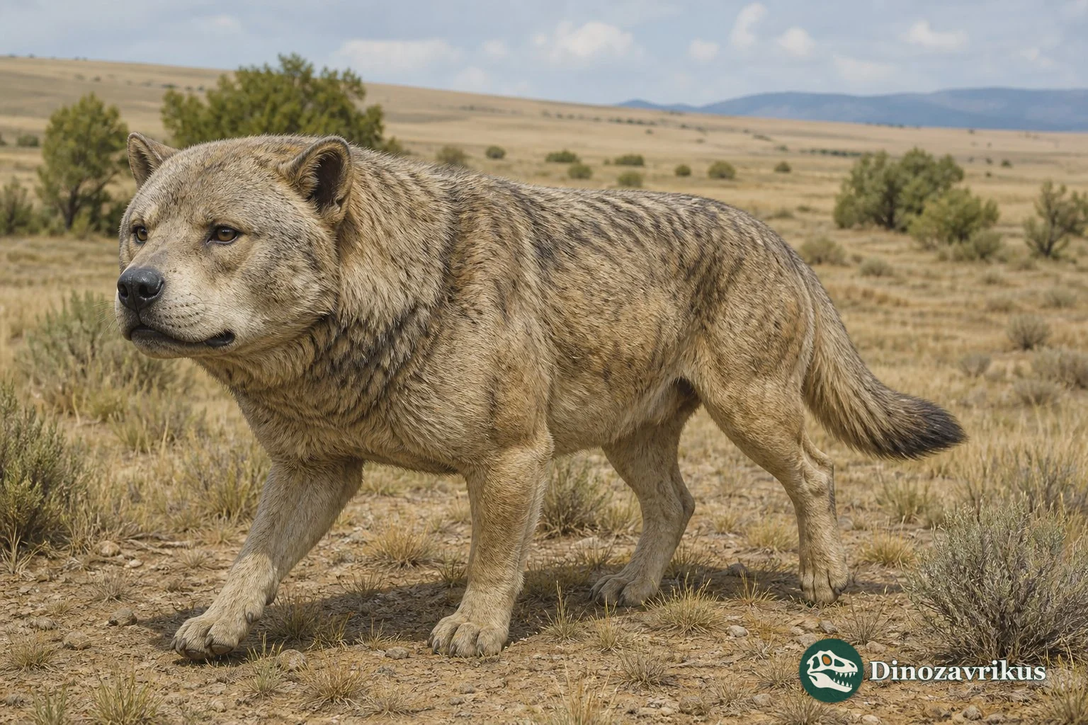 Borophagus parvus, a stocky bone-crushing canid in a late Miocene North American landscape
