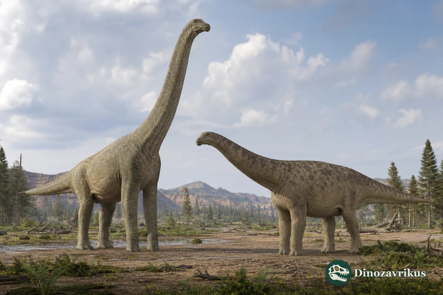 Brachiosaurus and Camarasaurus shown together to compare their body proportions